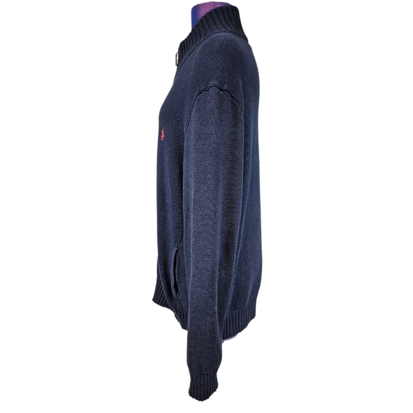 Vintage Polo Ralph Lauren Navy Full Zip Cardigan Sweater Size Large Men's - Picture 6 of 12